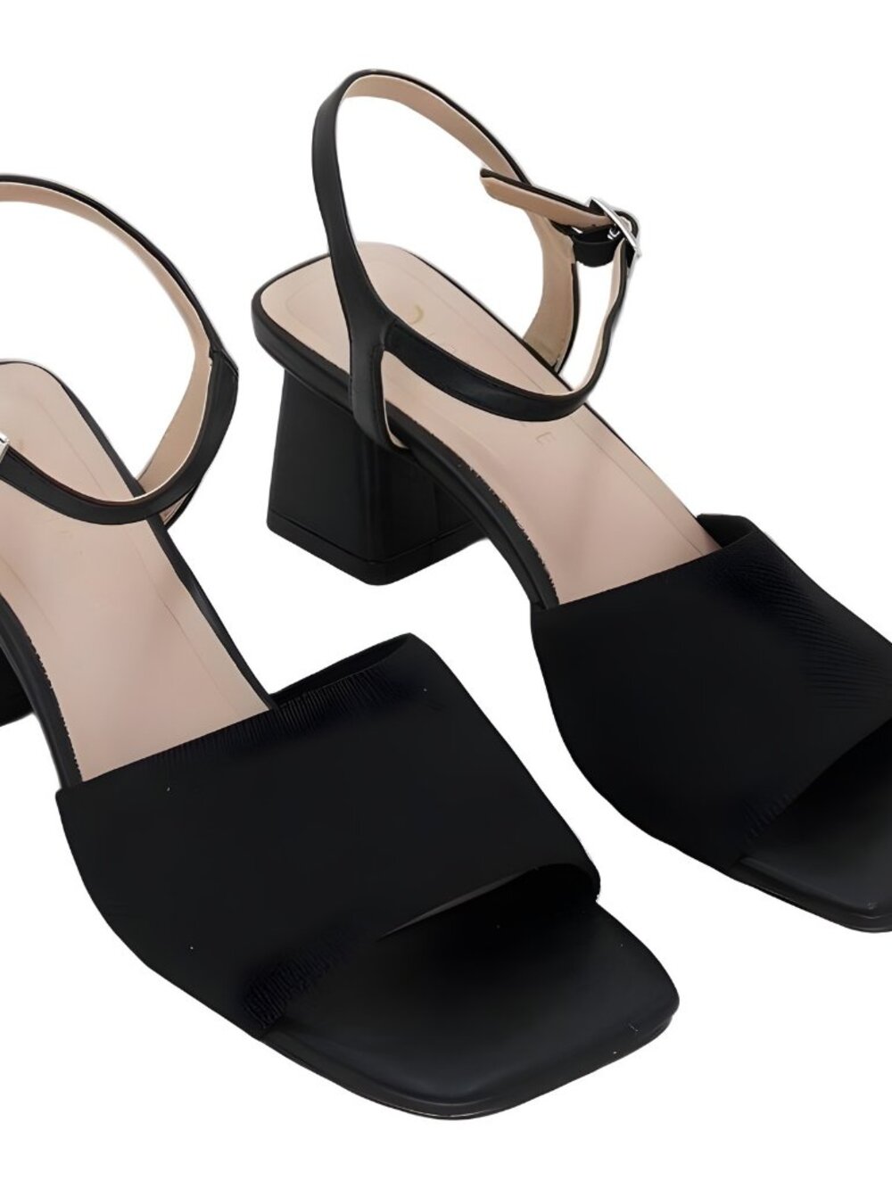 Journee Collection Evylinn Open Toe Block Heel Sandal Black US 8W EU 38.5 - Picture 4 of 6